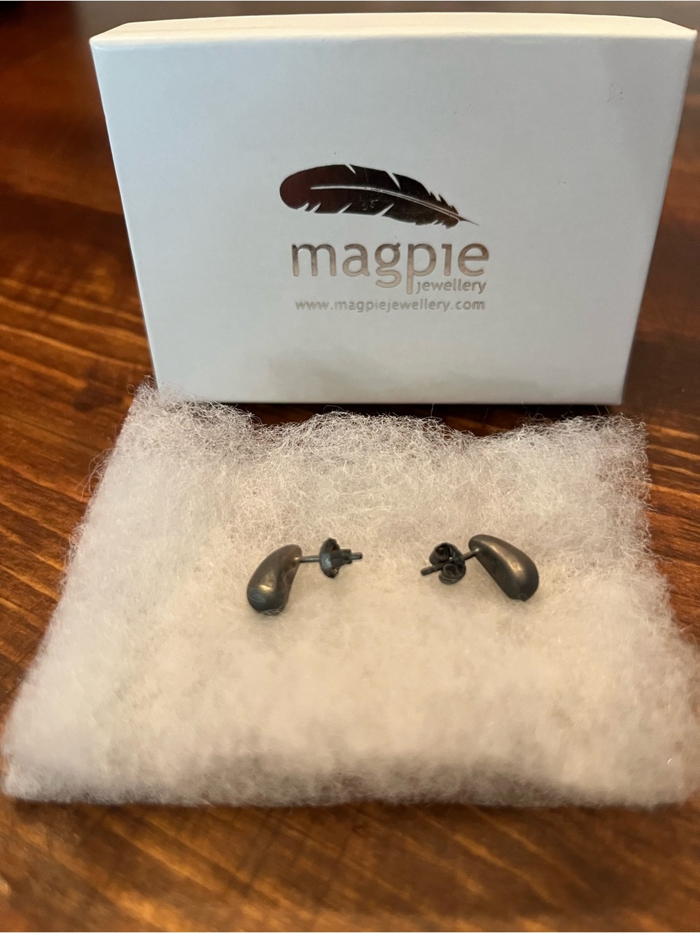 Magpie Wolf Circus Sterling Silver Bean Stud Earrings